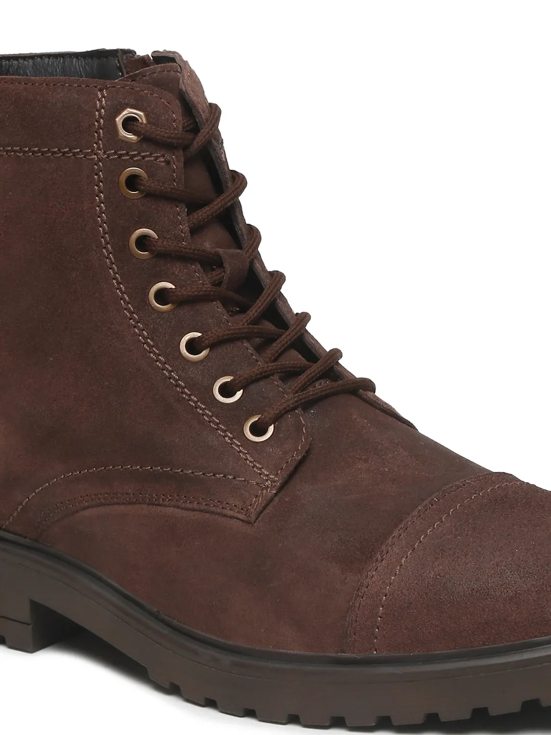 Mens Brown Leather Lace-up Boots