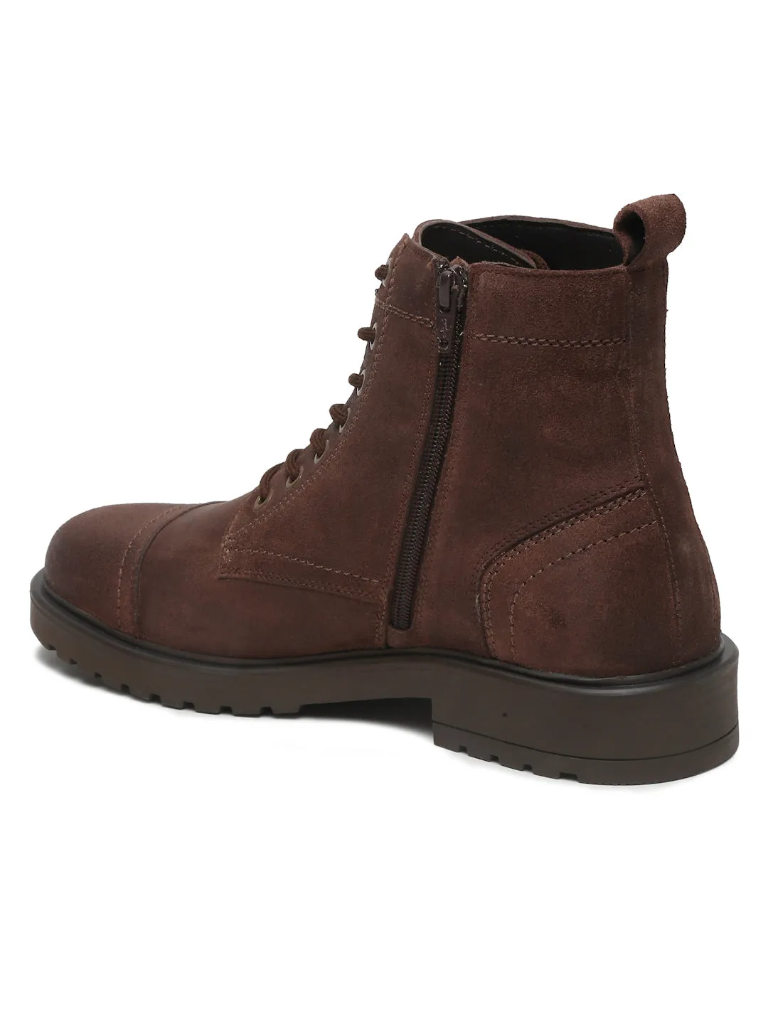 Mens Brown Leather Lace-up Boots