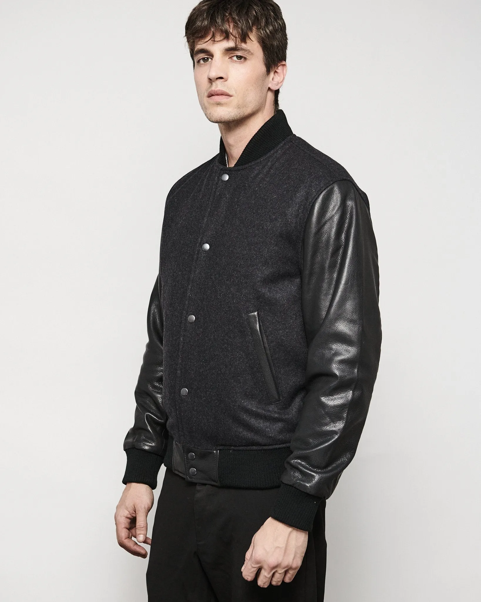 MEN'S MODERN VICE WOOL & LEATHER VARSITY JACKET