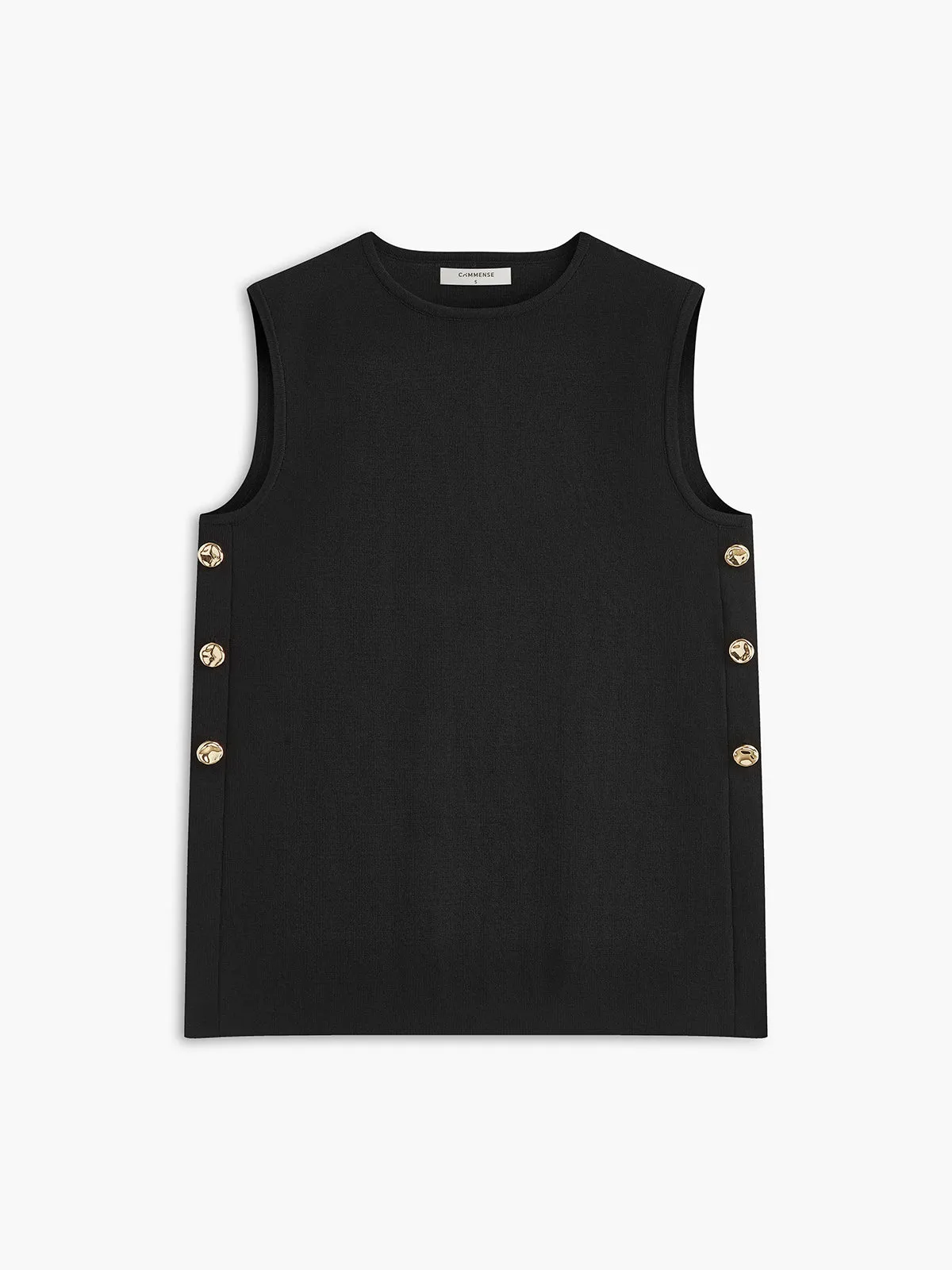 Metal-Detail Plain Sweater Vest