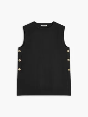 Metal-Detail Plain Sweater Vest