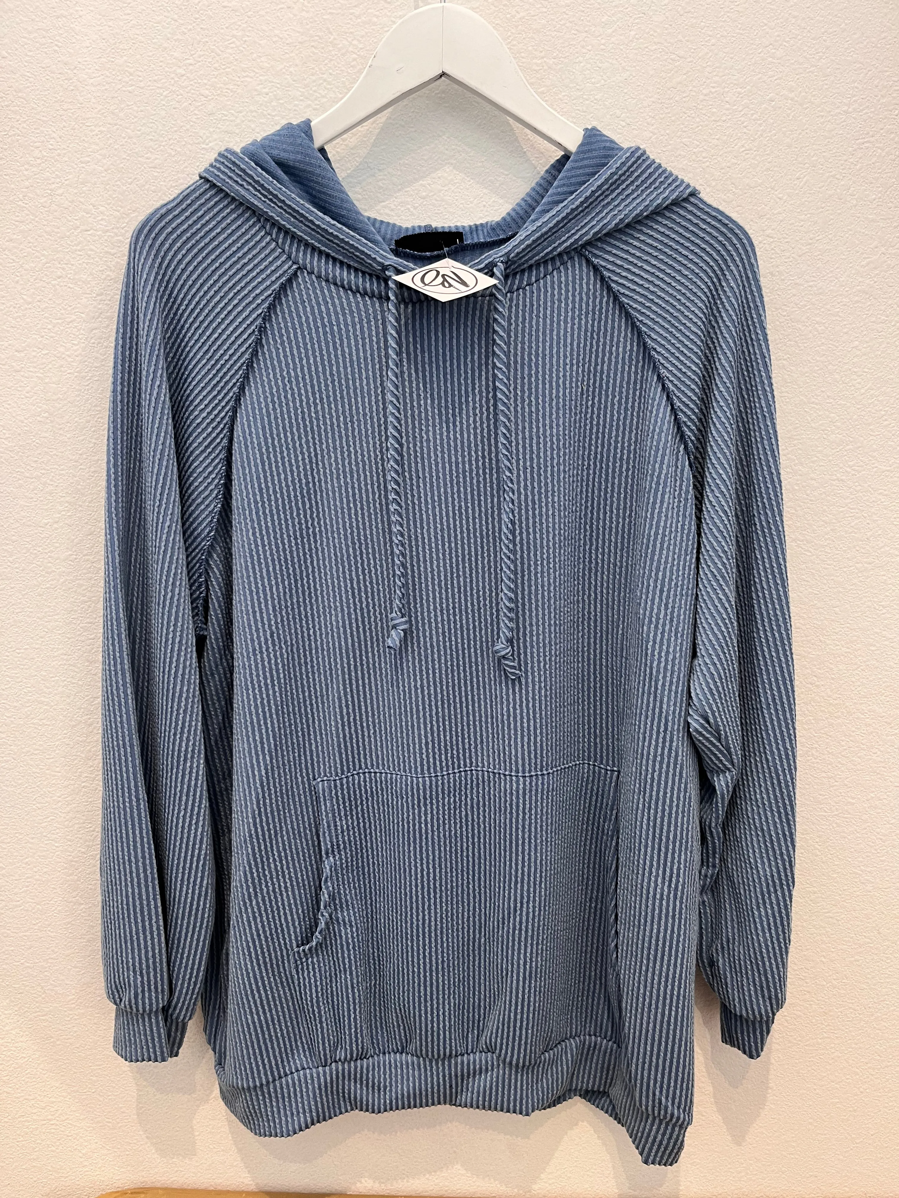 Mica Ribbed Hoodie (Blue)