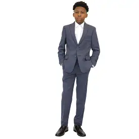 Michael Kors Boys Husky Medium Blue Mini Check Wool Suit UH185