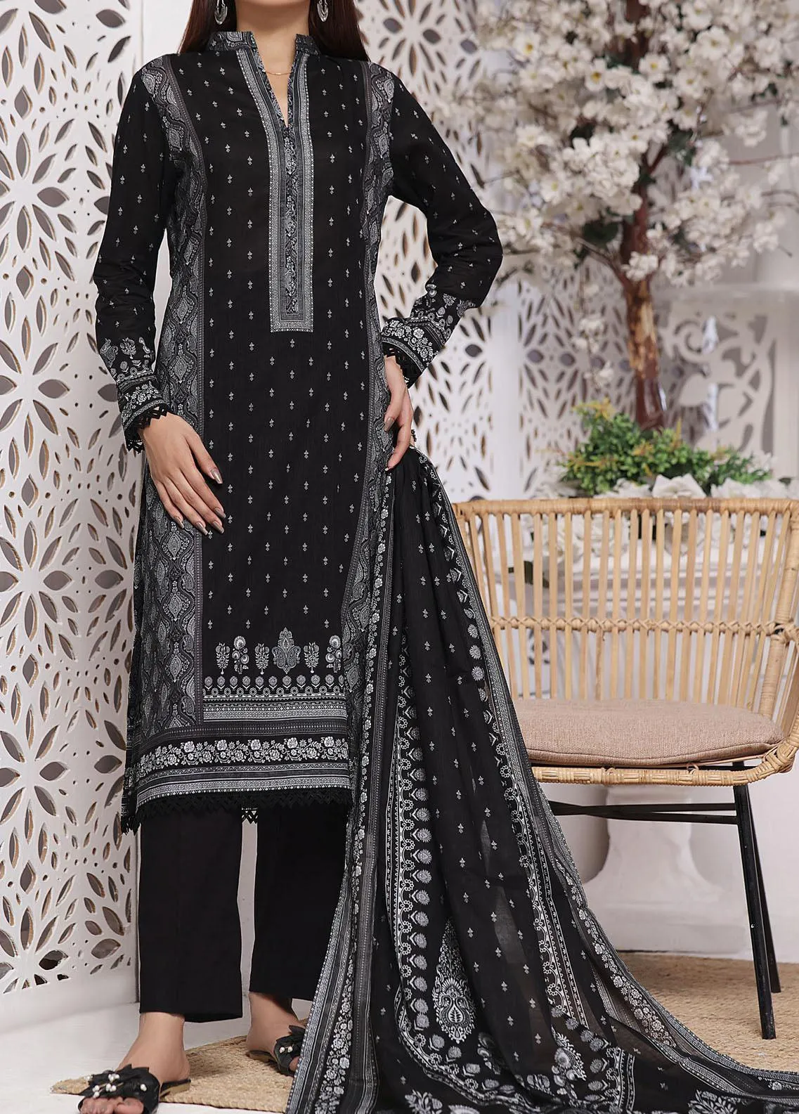 Misri By VS Textile Digital Printed Black Series 3 Piece Unstitched Suit VS23BS D-102