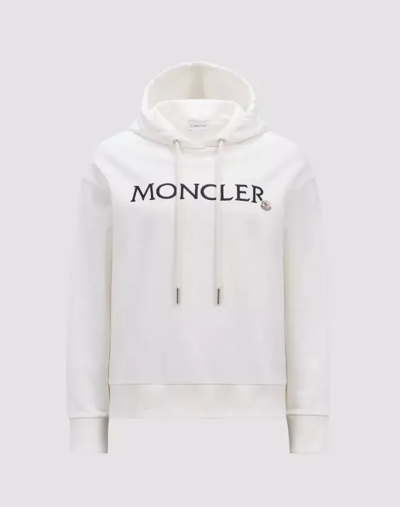 MONCLER  |Long Sleeves Plain Cotton Logo Hoodies & Sweatshirts