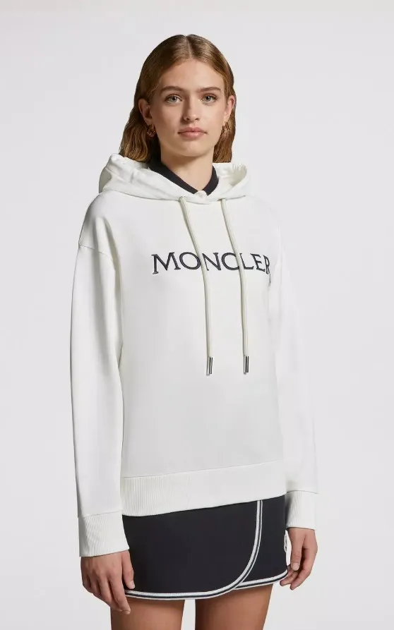 MONCLER  |Long Sleeves Plain Cotton Logo Hoodies & Sweatshirts