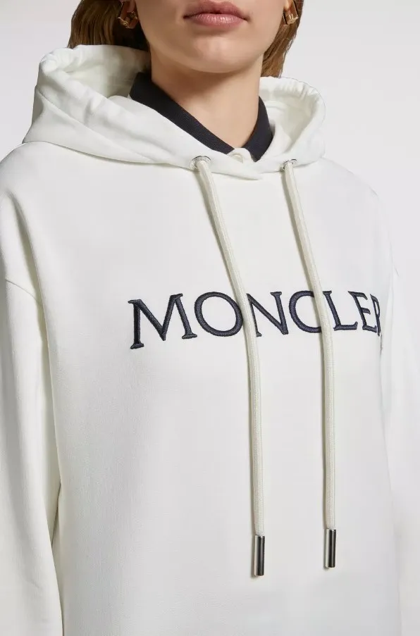 MONCLER  |Long Sleeves Plain Cotton Logo Hoodies & Sweatshirts