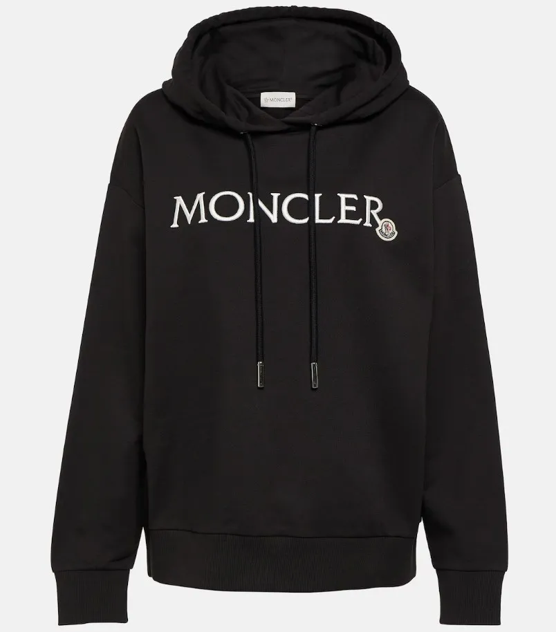 MONCLER  |Long Sleeves Plain Cotton Logo Hoodies & Sweatshirts