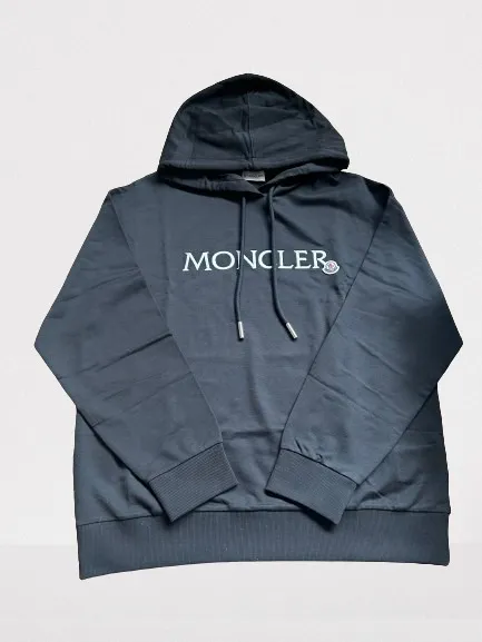 MONCLER  |Long Sleeves Plain Cotton Logo Hoodies & Sweatshirts