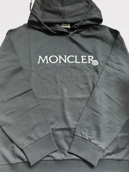 MONCLER  |Long Sleeves Plain Cotton Logo Hoodies & Sweatshirts