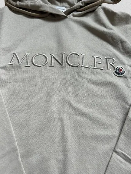 MONCLER  |Long Sleeves Plain Cotton Logo Hoodies & Sweatshirts