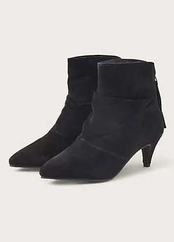 Monsoon Ruched Suede Kitten Heel Boots | Kaleidoscope