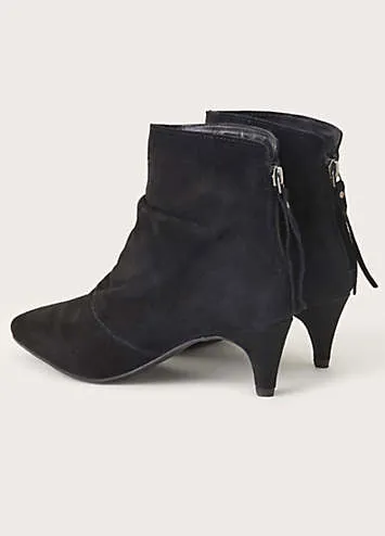 Monsoon Ruched Suede Kitten Heel Boots | Kaleidoscope