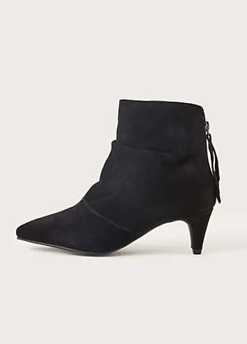 Monsoon Ruched Suede Kitten Heel Boots | Kaleidoscope