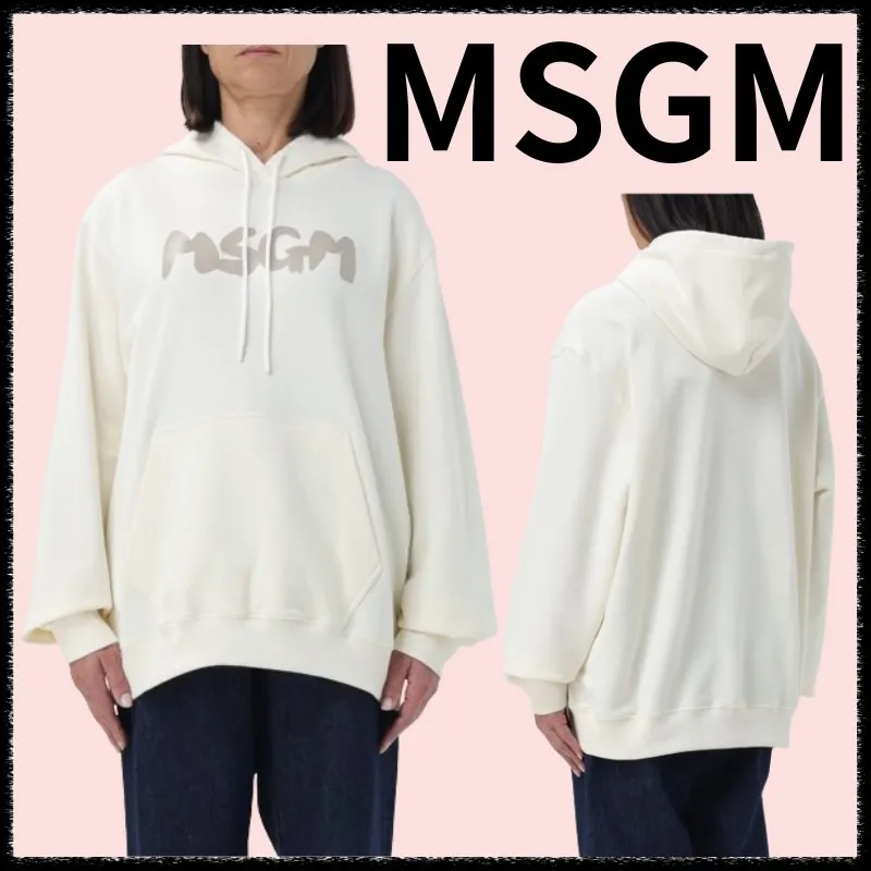 MSGM  |Long Sleeves Cotton Logo Hoodies & Sweatshirts