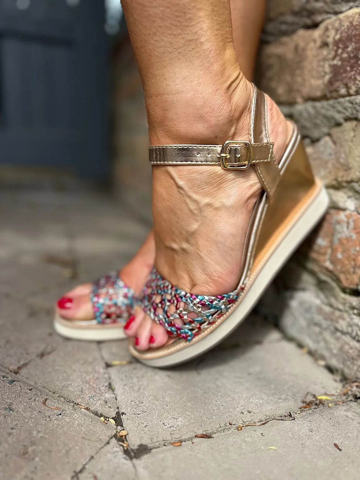 Multicolour Platform Wedge Sandals