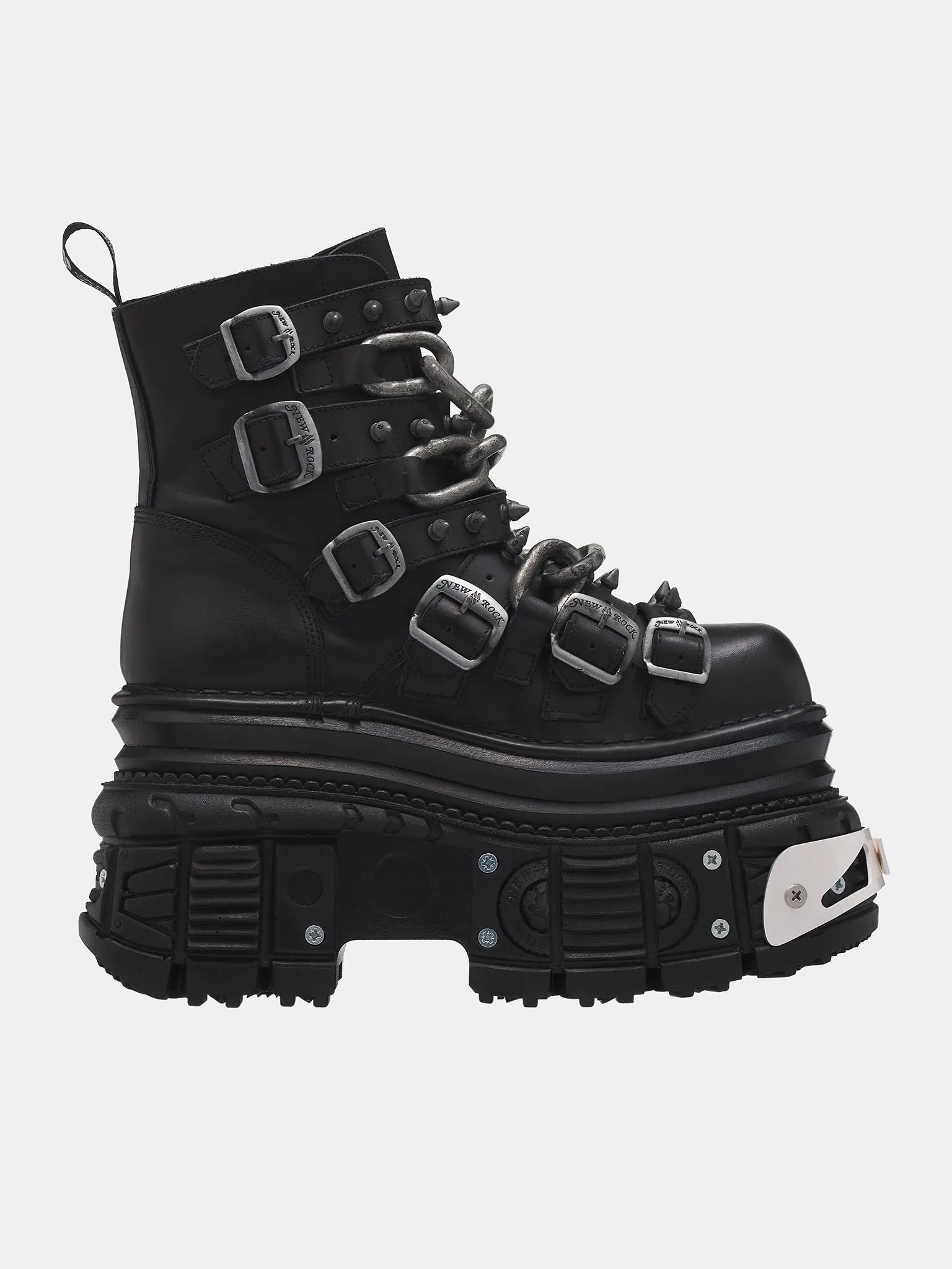 New Rock Chain Hiking Boots (D2NZ716-01-LEATHER-BLACK)