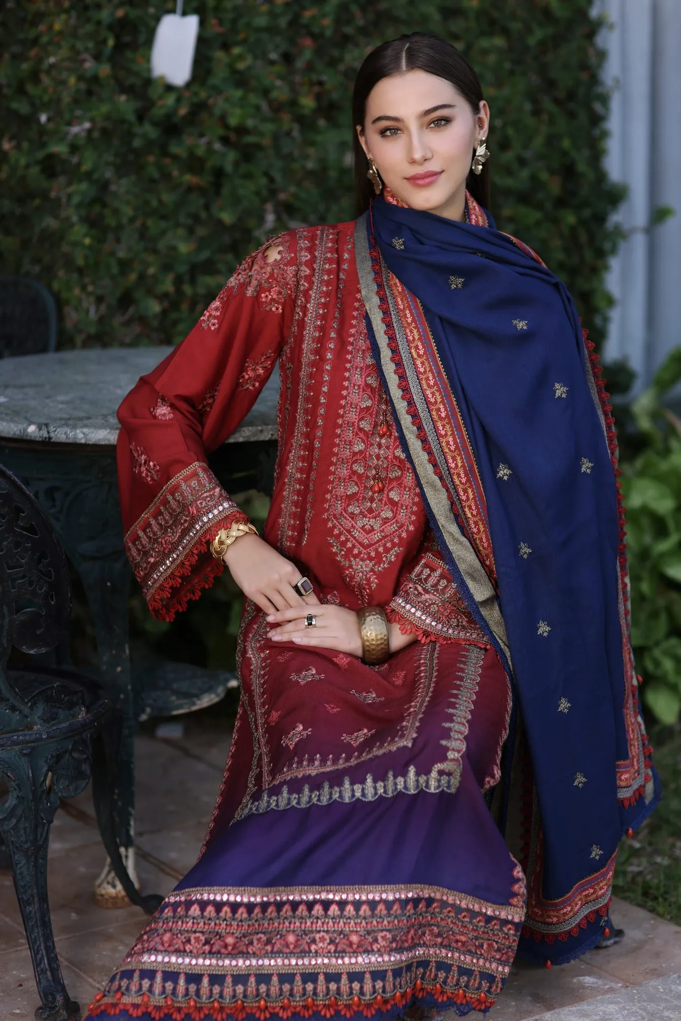 Noor by Saadia Asad Embroidered Linen Unstitched 3Pc Suit D-02