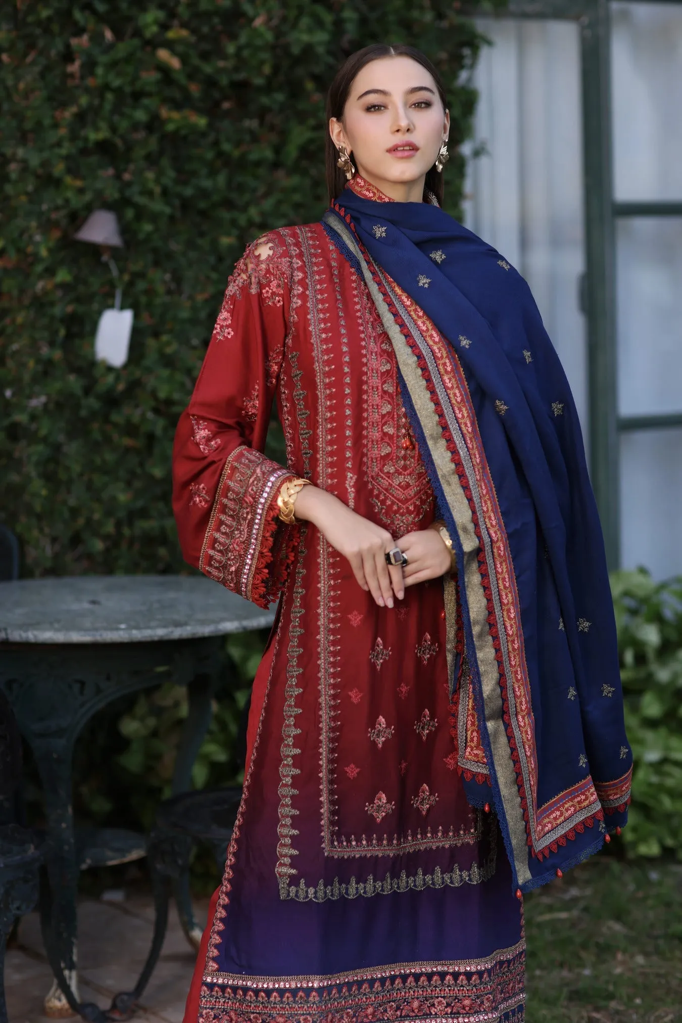 Noor by Saadia Asad Embroidered Linen Unstitched 3Pc Suit D-02