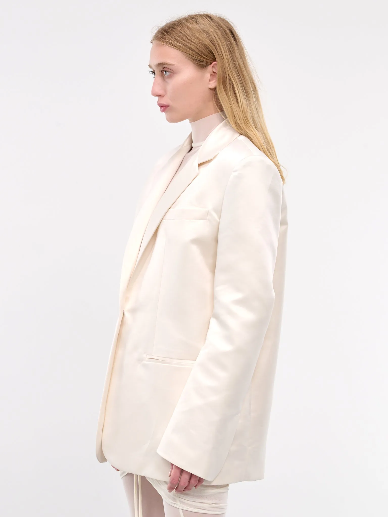 Oversized Satin Blazer (BL01BL-PEARL-WHITE)