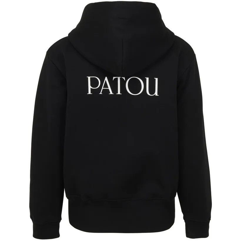 PATOU  |Long Sleeves Plain Cotton Logo Hoodies & Sweatshirts