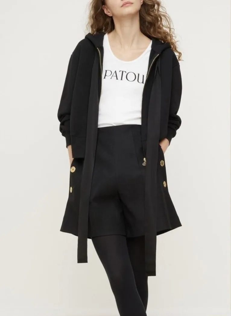 PATOU  |Long Sleeves Plain Cotton Logo Hoodies & Sweatshirts