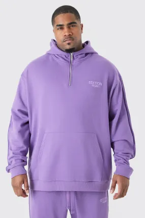 Plus EDITION Oversized Heavyweight 1/4 Zip Pintuck Hoodie