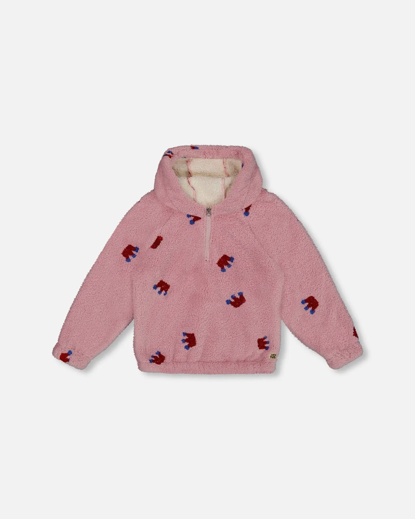 Plush Hoodie Mauve With Crown Pattern