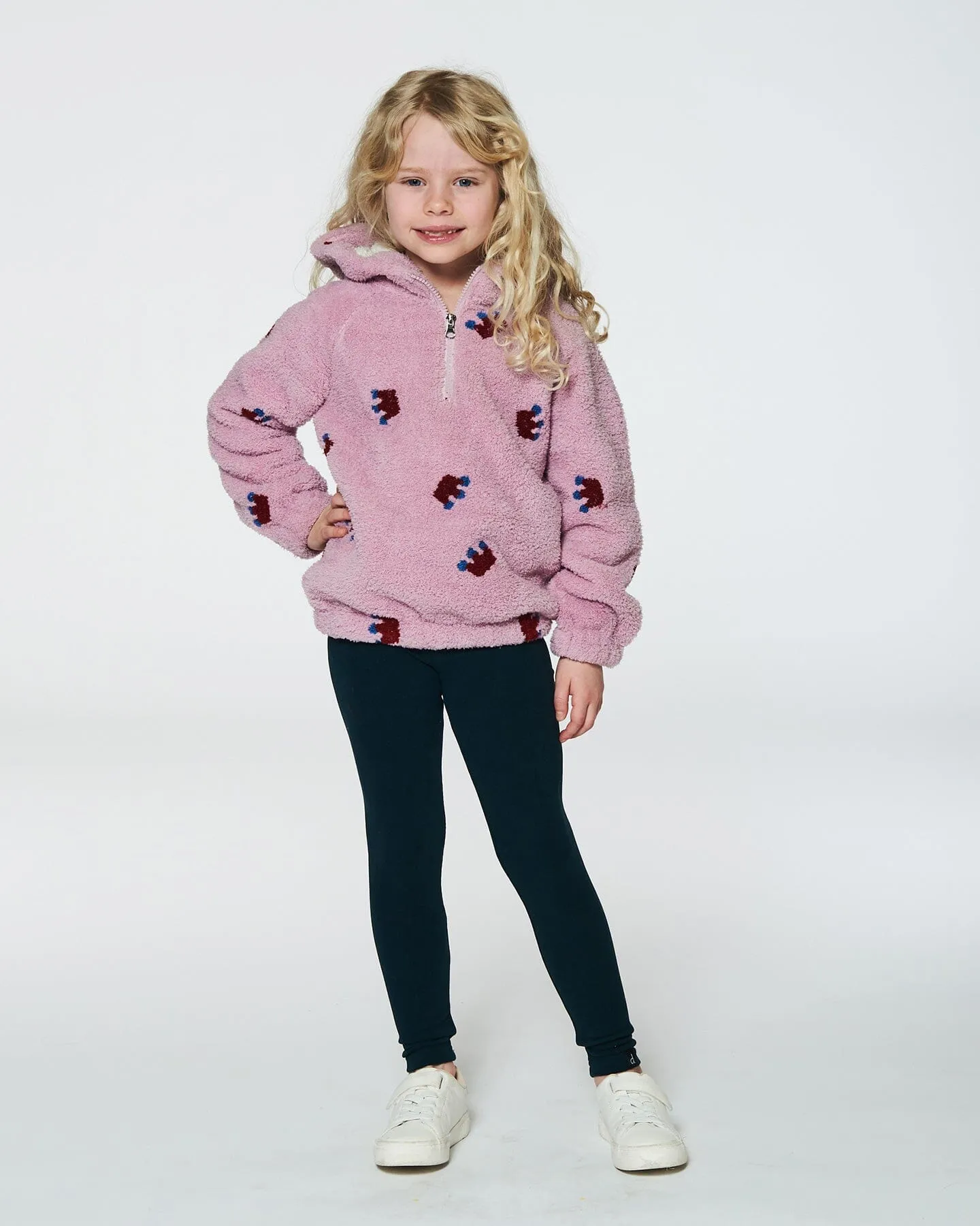 Plush Hoodie Mauve With Crown Pattern