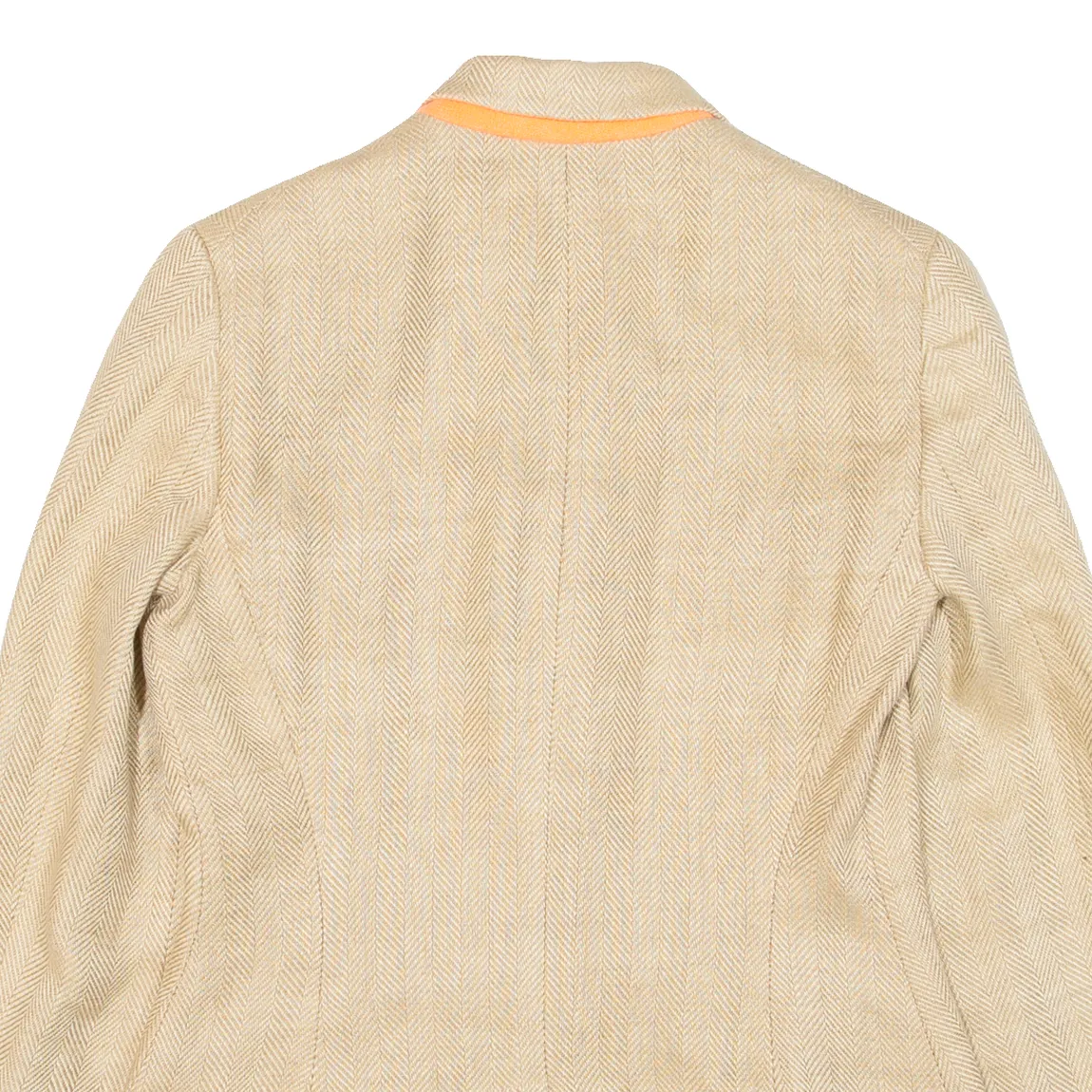 POLO RALPH LAUREN Womens Blazer Jacket Beige Knit Linen Herringbone S