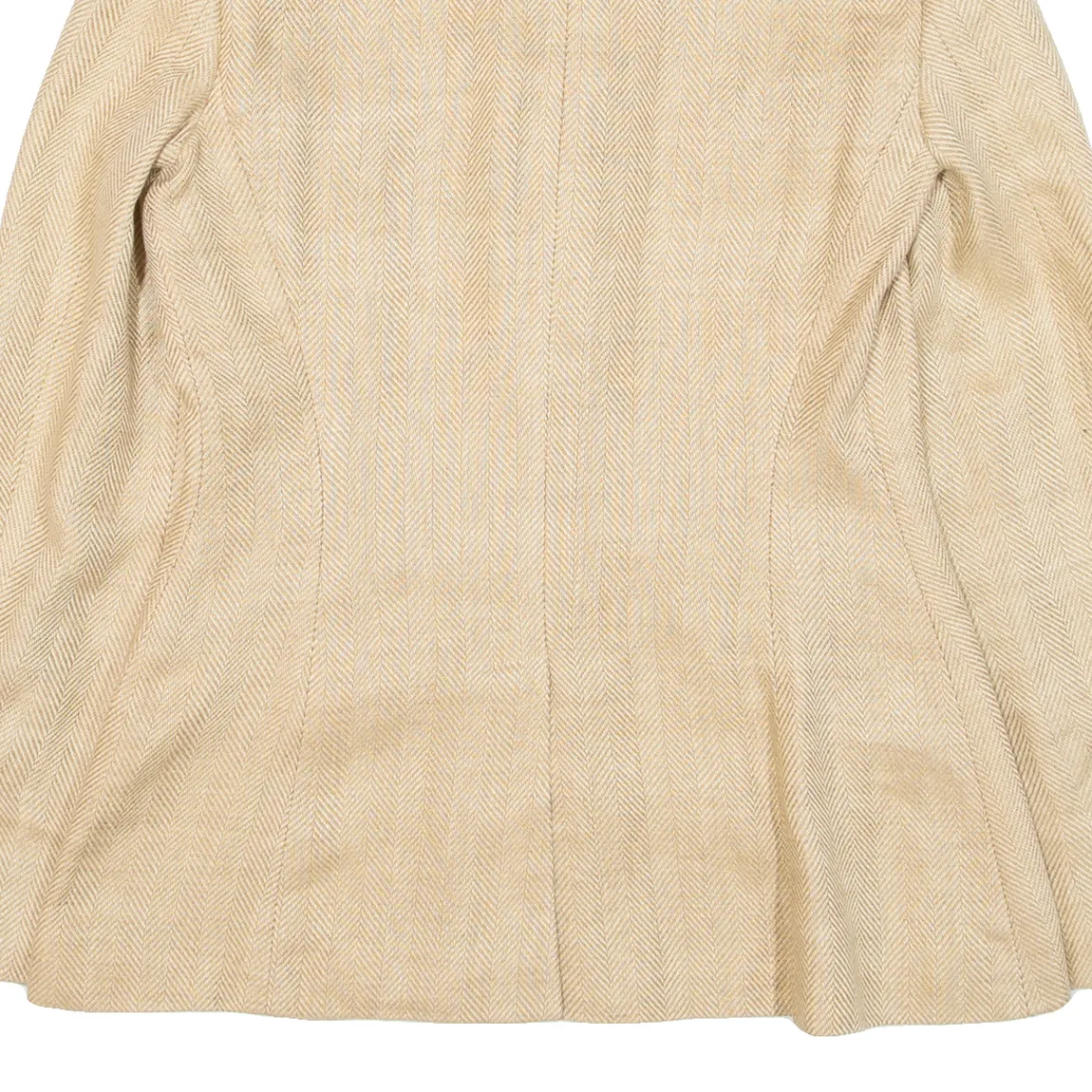 POLO RALPH LAUREN Womens Blazer Jacket Beige Knit Linen Herringbone S