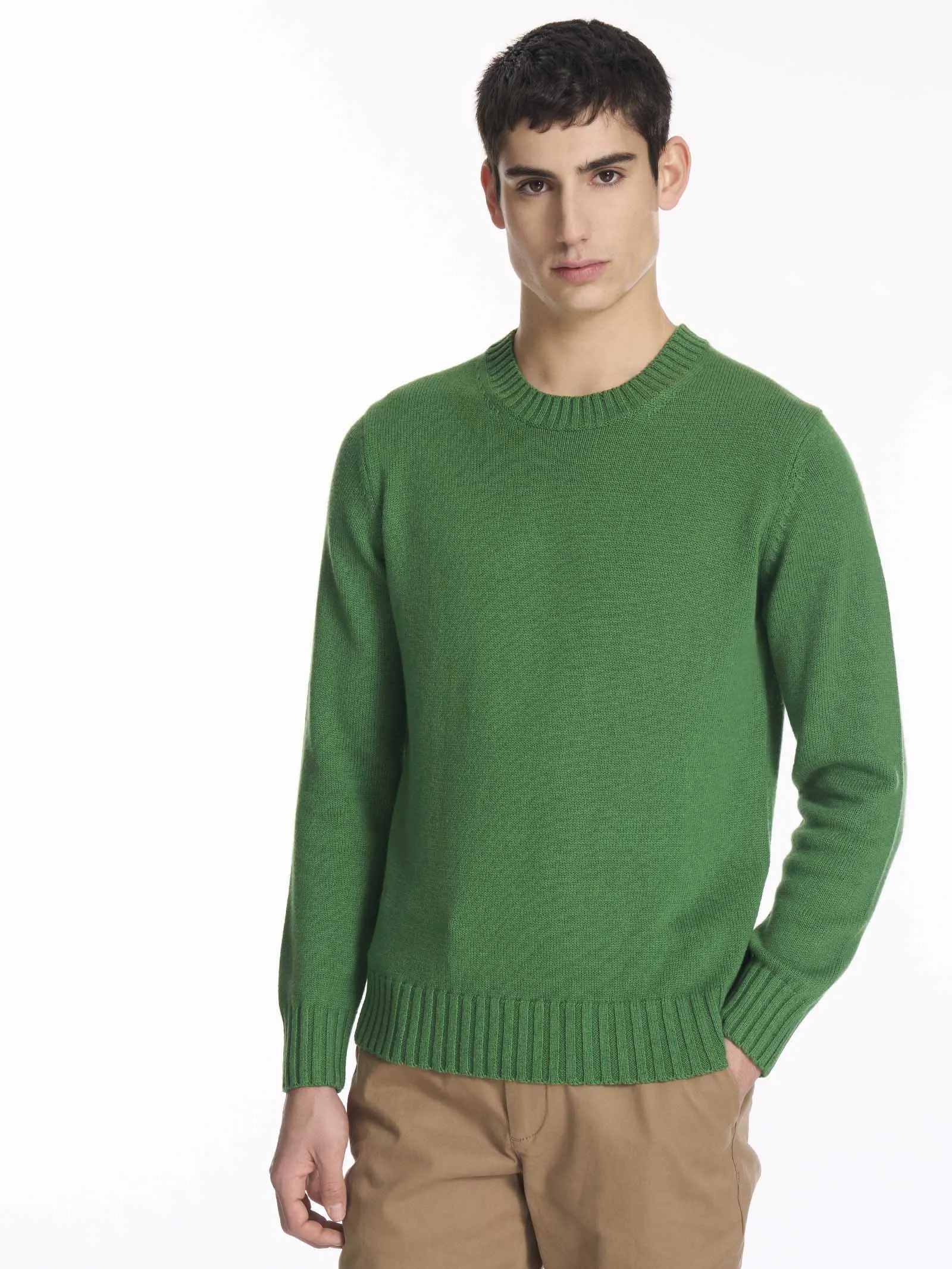 Pull girocollo in filato Nice Wool - Kombu Green