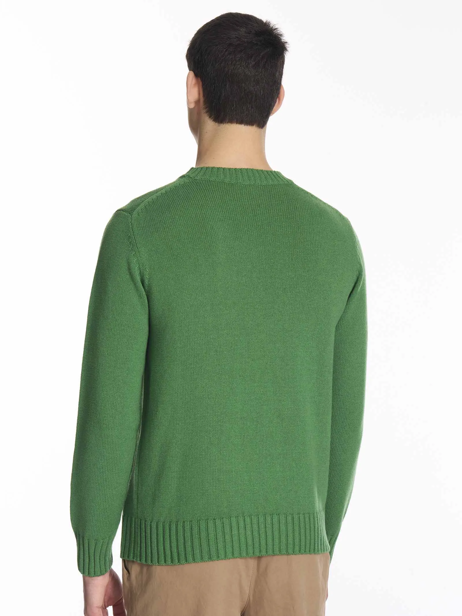 Pull girocollo in filato Nice Wool - Kombu Green