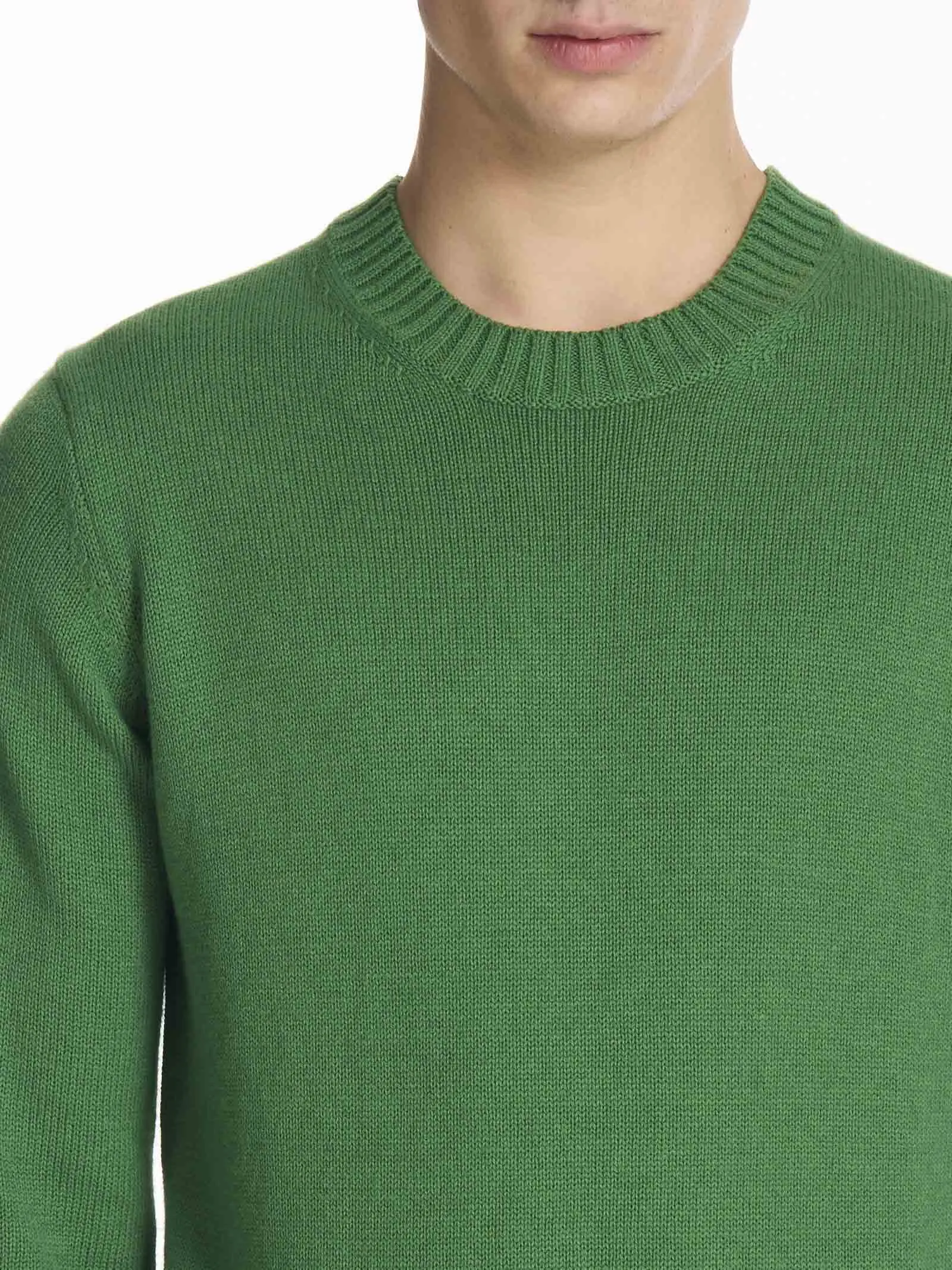 Pull girocollo in filato Nice Wool - Kombu Green