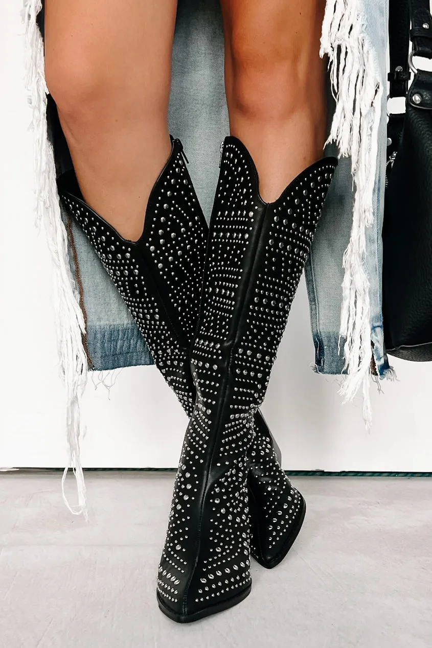 Ready To Get Rowdy Studded Western Boots (Black)