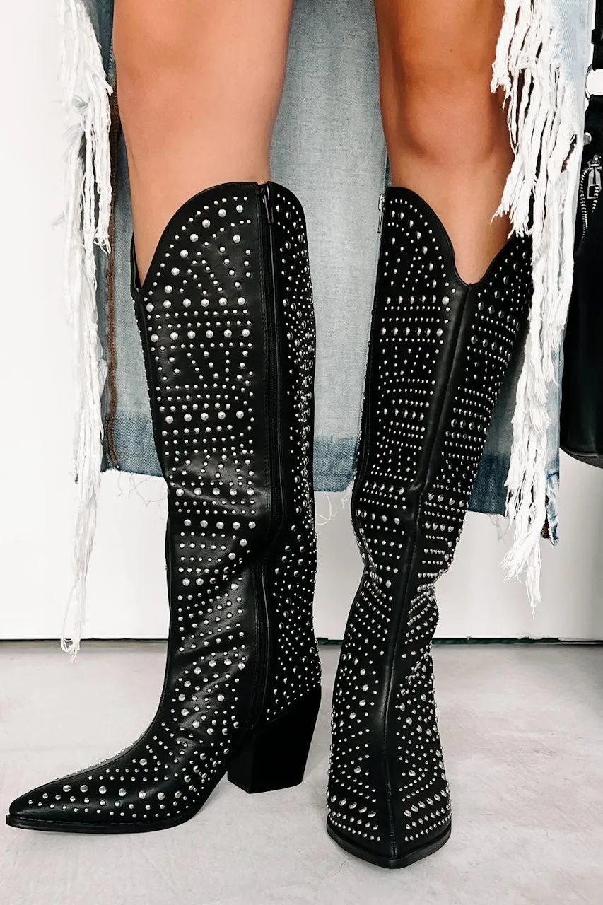 Ready To Get Rowdy Studded Western Boots (Black)