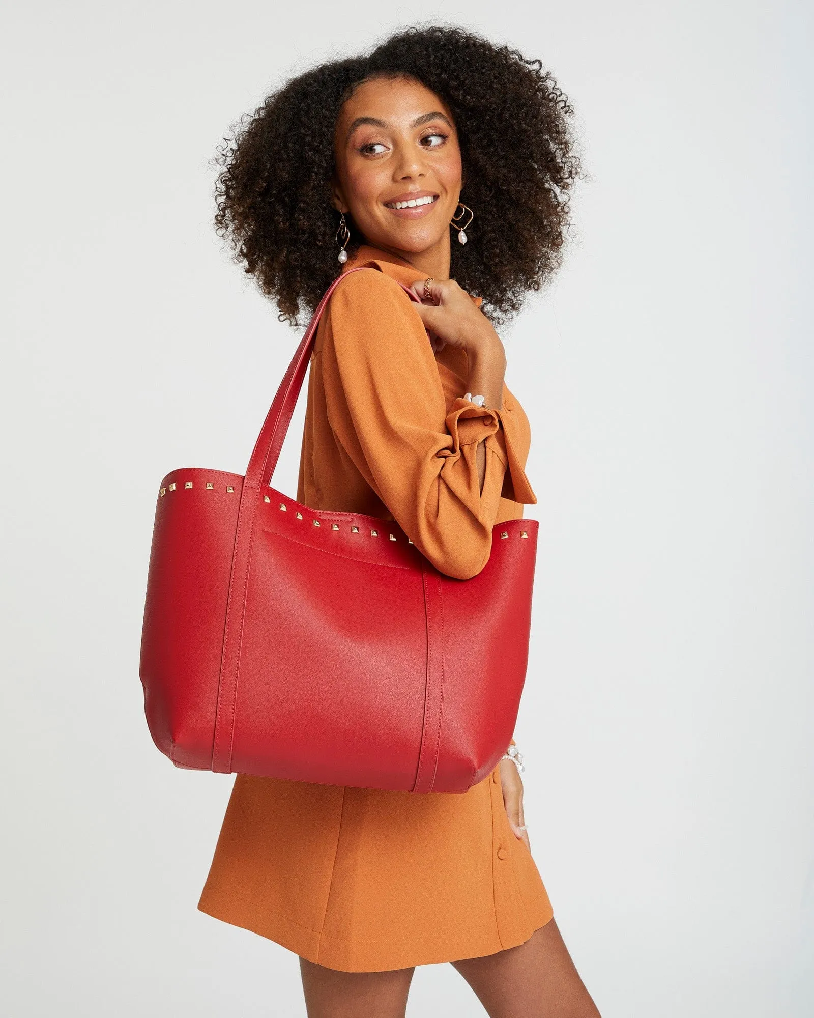 Red Sabina Stud Tote Bag