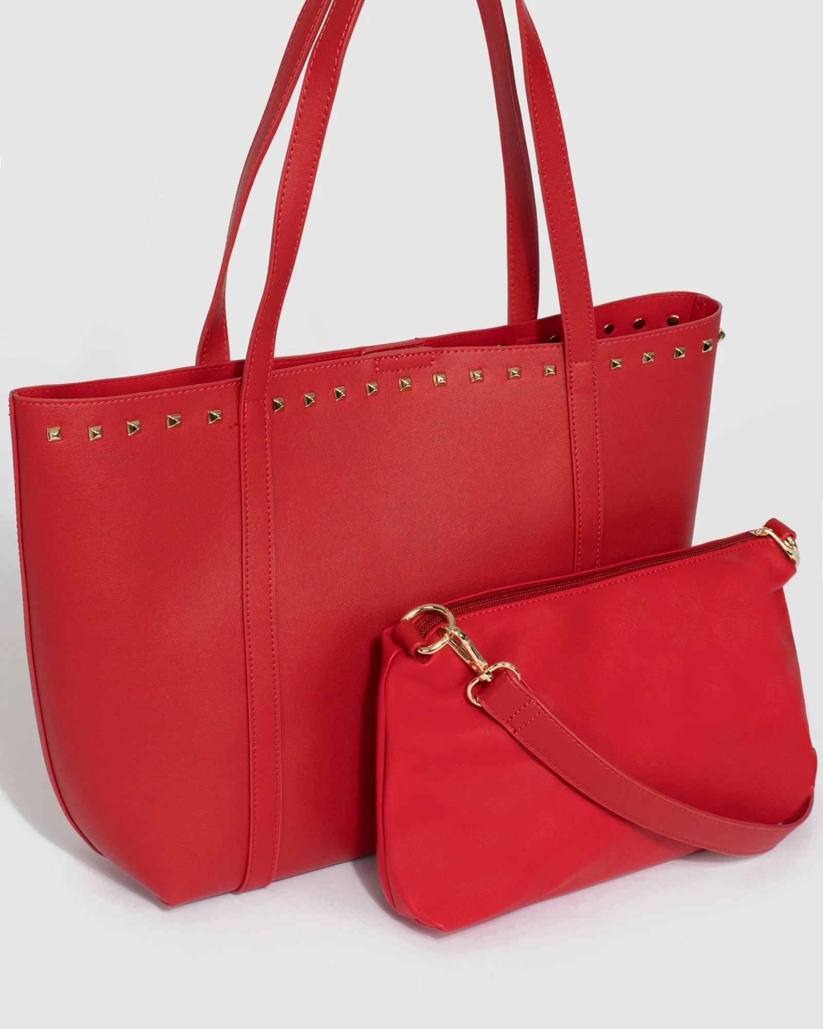 Red Sabina Stud Tote Bag