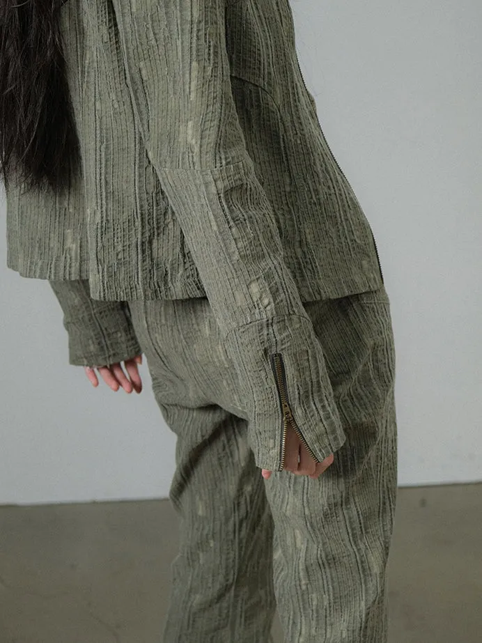 Retro Wrinkled Vintage Jacket&Pants