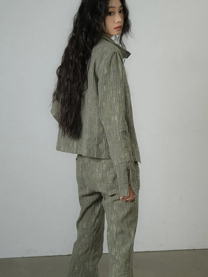 Retro Wrinkled Vintage Jacket&Pants