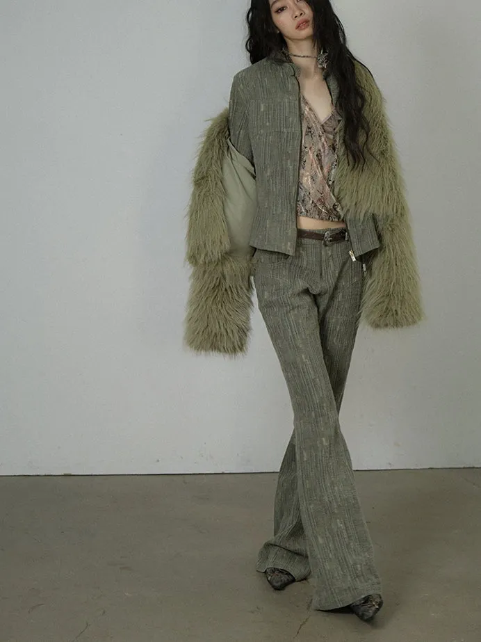 Retro Wrinkled Vintage Jacket&Pants