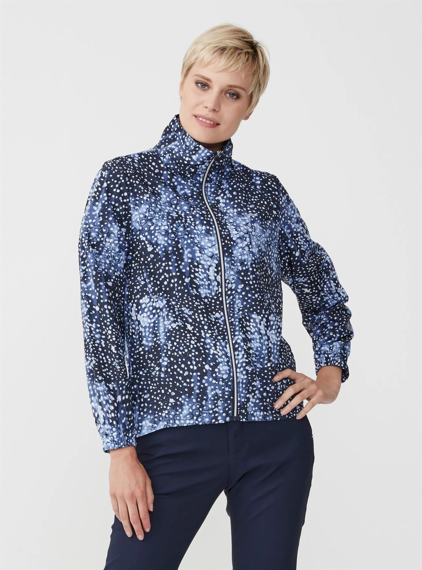 Rohnisch Ladies Pocket Windstopper Jacket Navy Dot