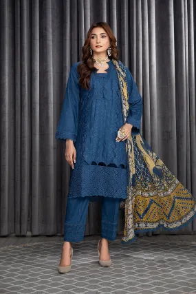 Safwa Roma Premium Embroidered Lawn Unstitched 3Pc Suit ROC-18