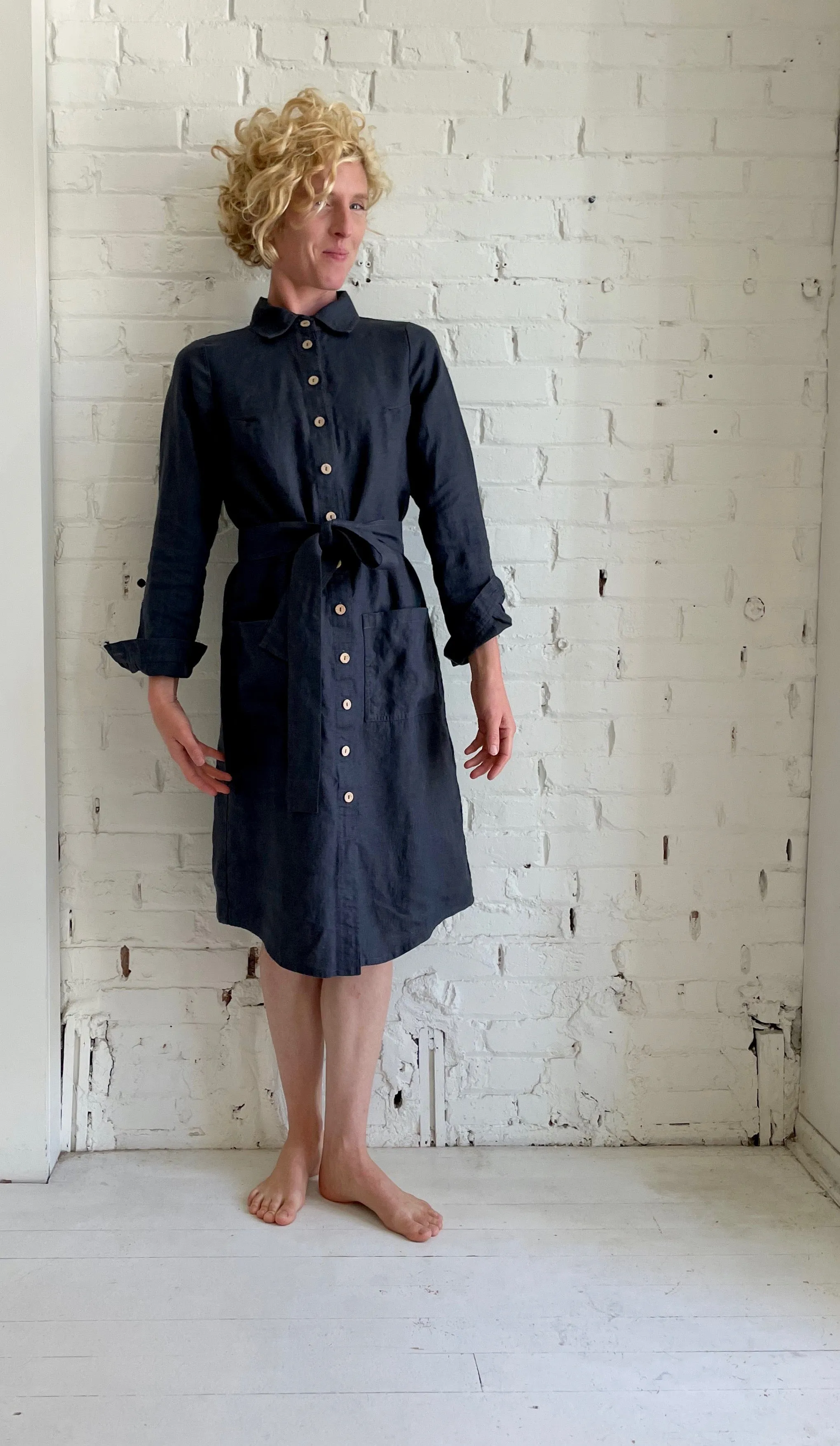 SALE | Ottawa Linen Jacket Dress | Charcoal Blue