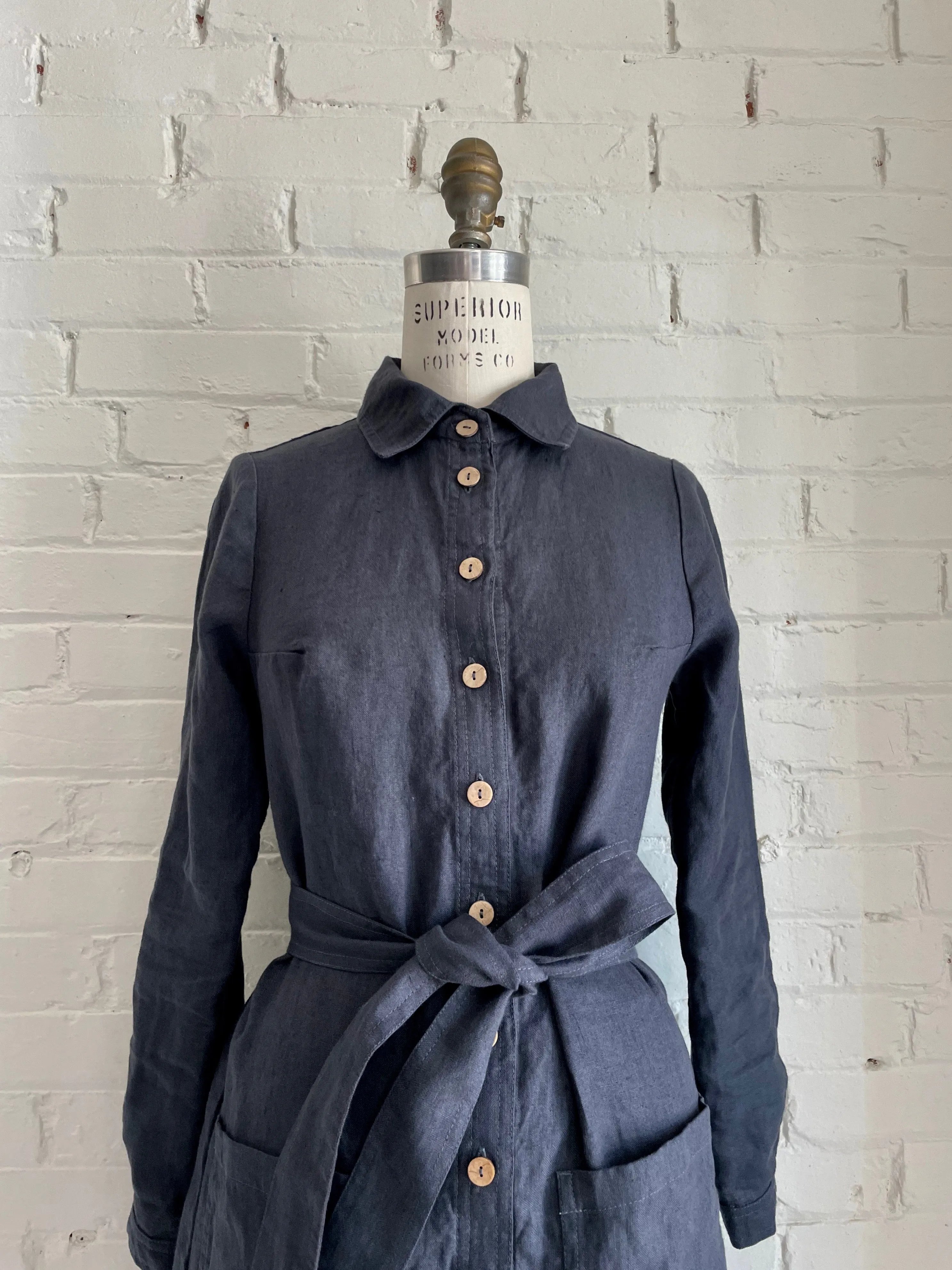 SALE | Ottawa Linen Jacket Dress | Charcoal Blue