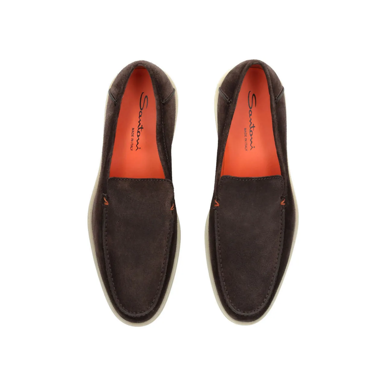 SANTONI Detroit Suede Slip-On Loafers - Brown