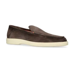 SANTONI Detroit Suede Slip-On Loafers - Brown