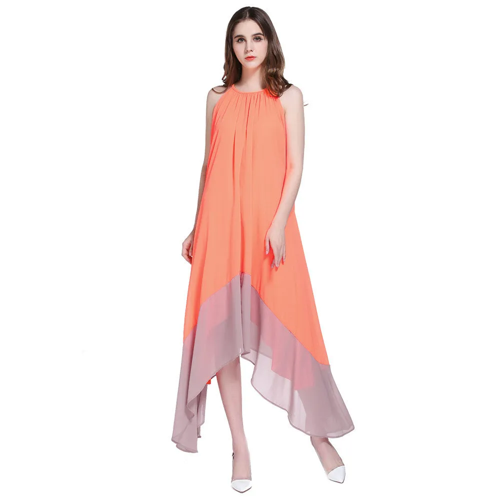 Sexy Women Long Boho Maxi Festa Beach Party Dresses Sweet Chiffon Dress Robe Feida