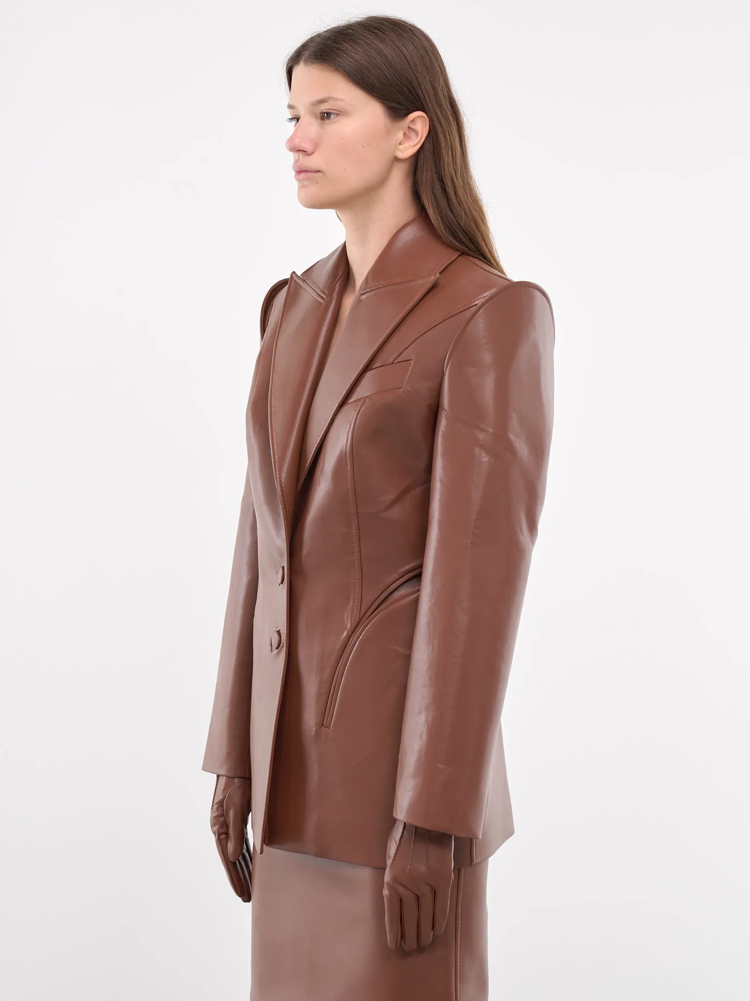 Side Cut Blazer (BZVLBR06-BROWN)