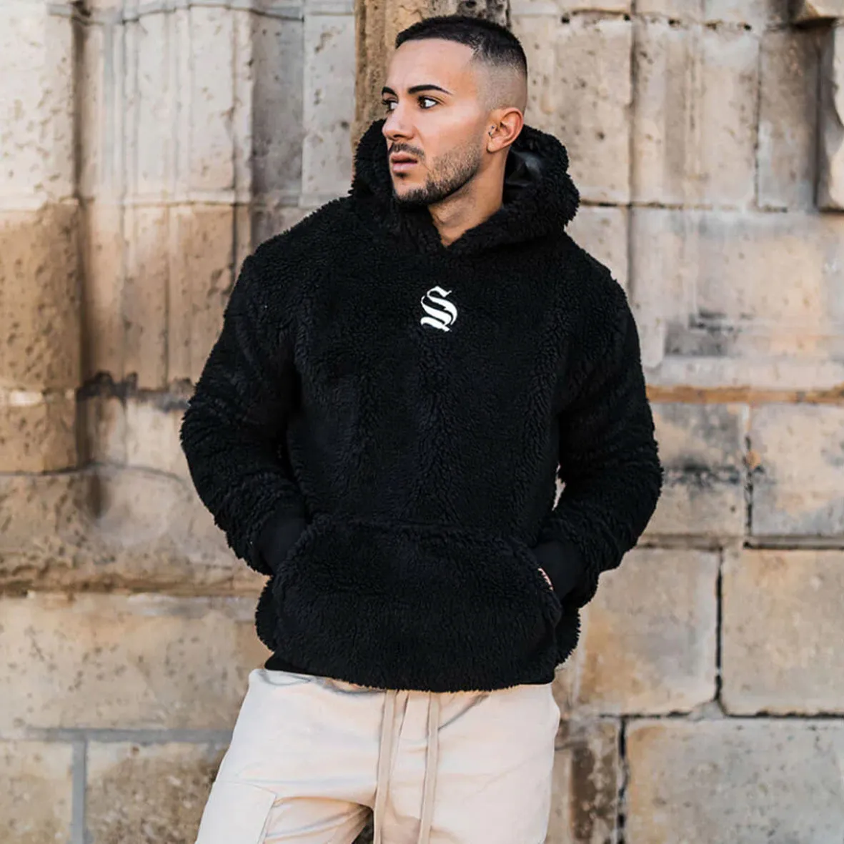 SINNERS ATTIRE  |Long Sleeves Cotton Shearling Logo Hoodies